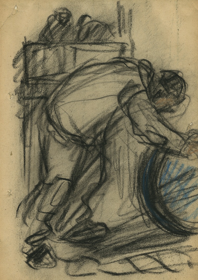 Havenarbeider met ton by Eugeen Van Mieghem, 1904 — digital art print download