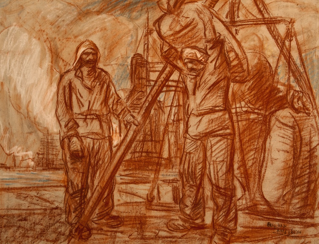 Het wegen van het graan by Эжен Ван Мигем, 1907 - 1917 — digital art print download