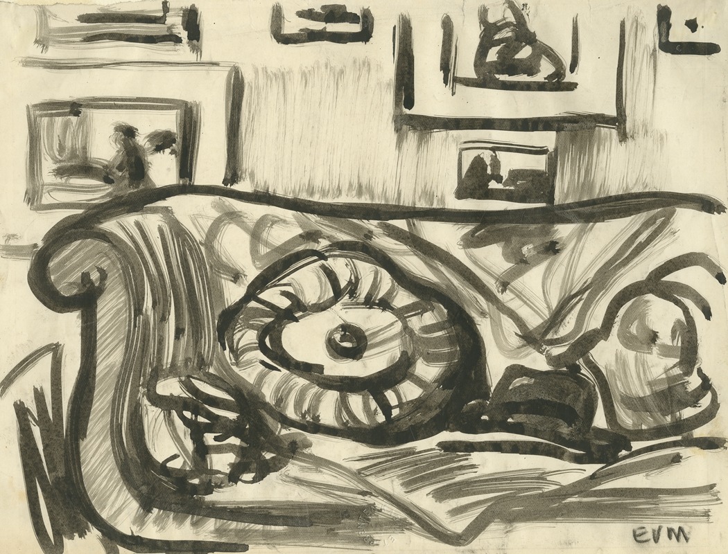 Penseelschets van interieur by Эжен Ван Мигем — digital art print download