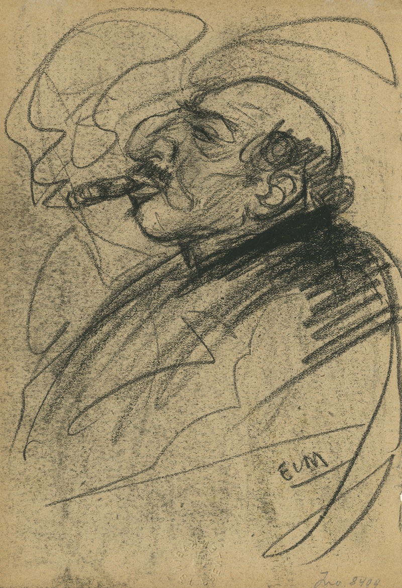 Portret van een rokende man. — Eugeen Van Mieghem