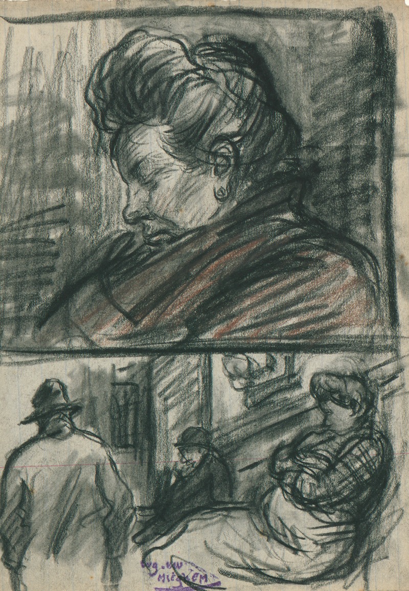 Studieblad met een slapende prostituee by Эжен Ван Мигем — digital art print download