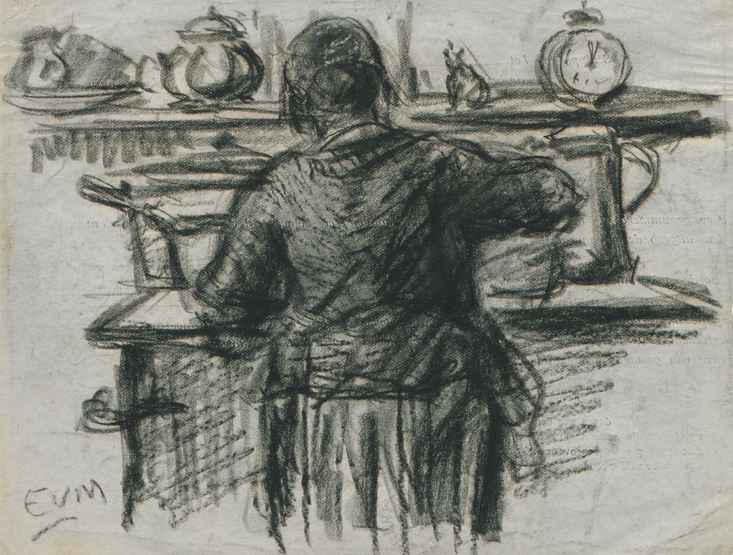 Vrouw aan kookfornuis — Eugeen Van Mieghem