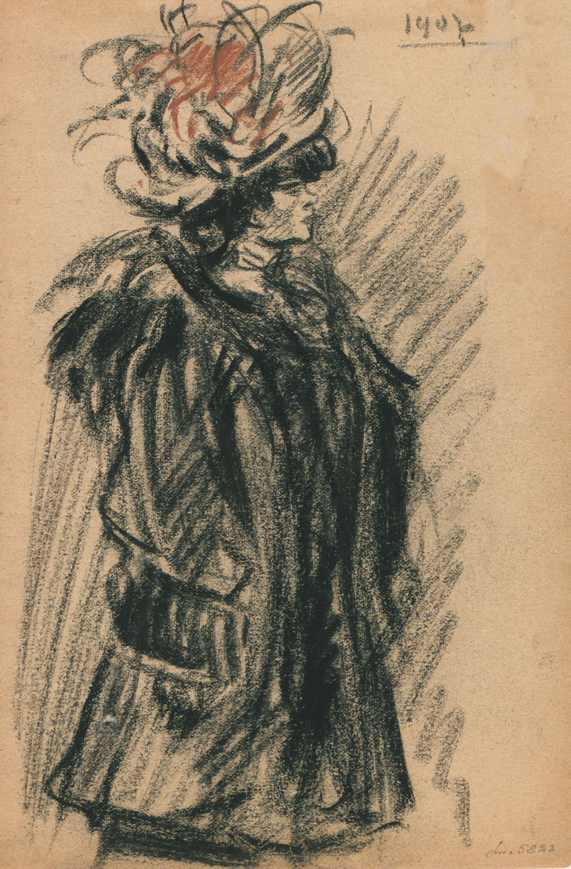 Vrouw met bontjas en hoed by Эжен Ван Мигем, 1907 — digital art print download