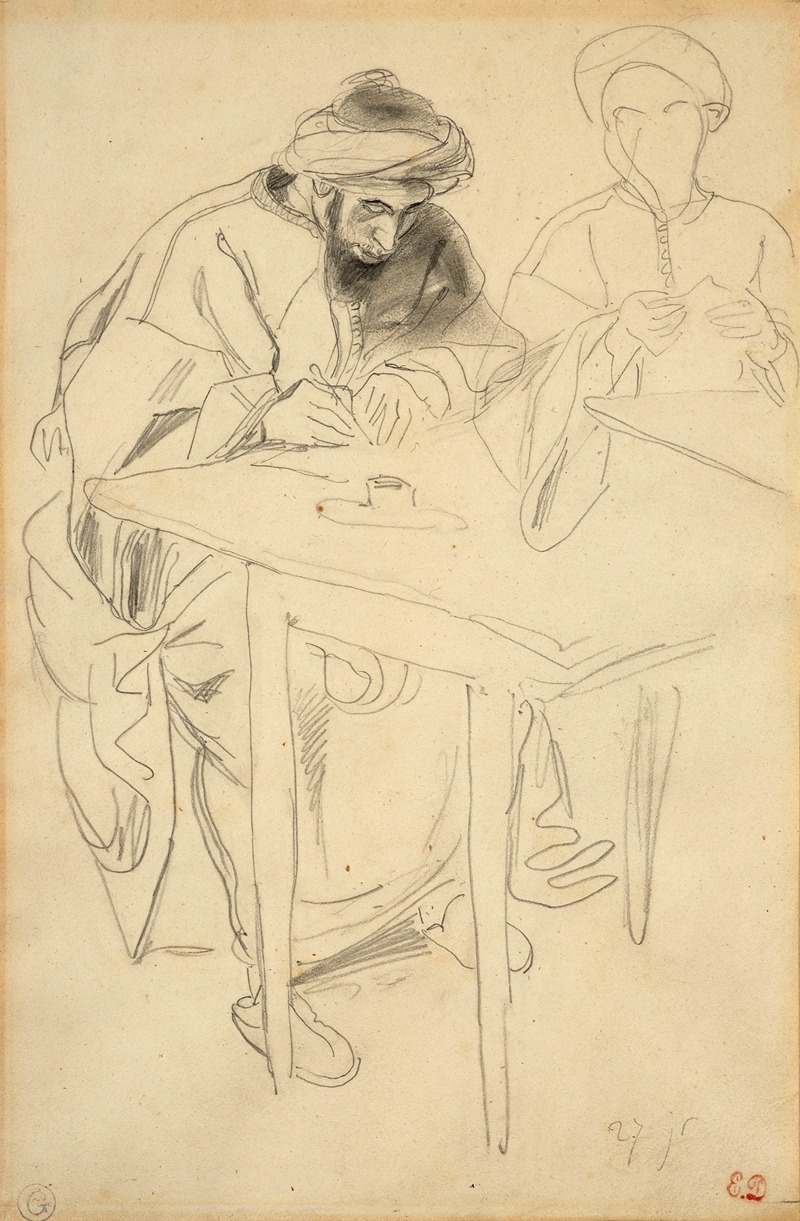 Le Taleb, Moroccan scholar writing by Эжен Делакруа — digital art print download