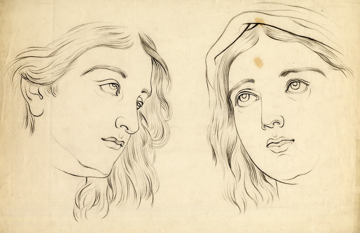 Twee studies van meisjesgezichten — Жерар Портьель