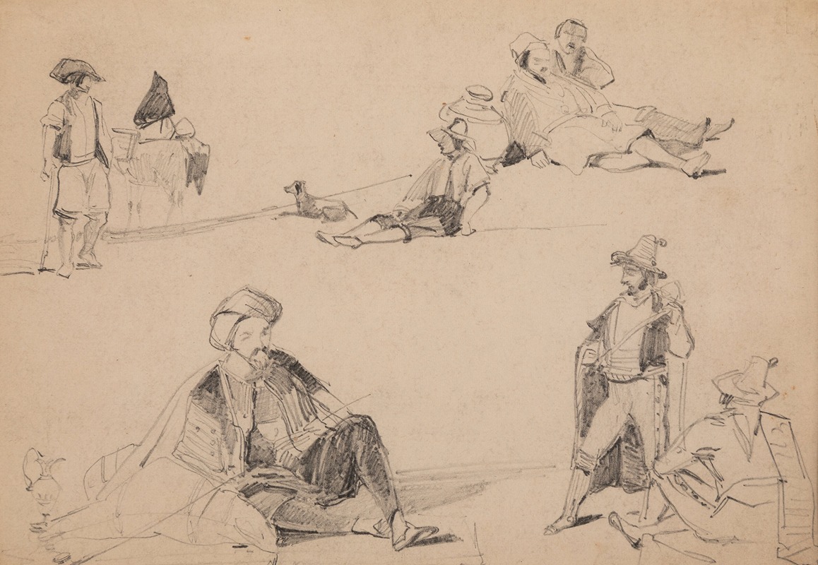 Figure studies in costume by Джон Фредерик Льюис — digital art print download
