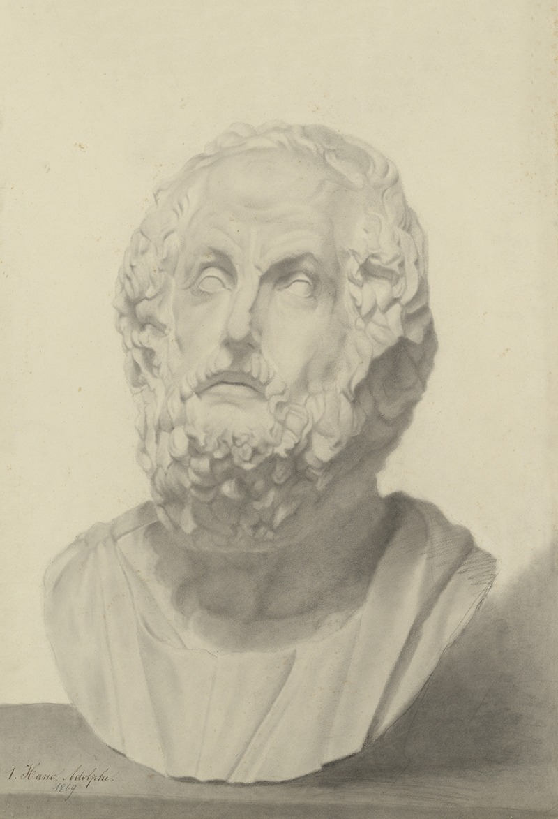 Bust of Homer by Adolphe Hano, 1869 — digital art print download