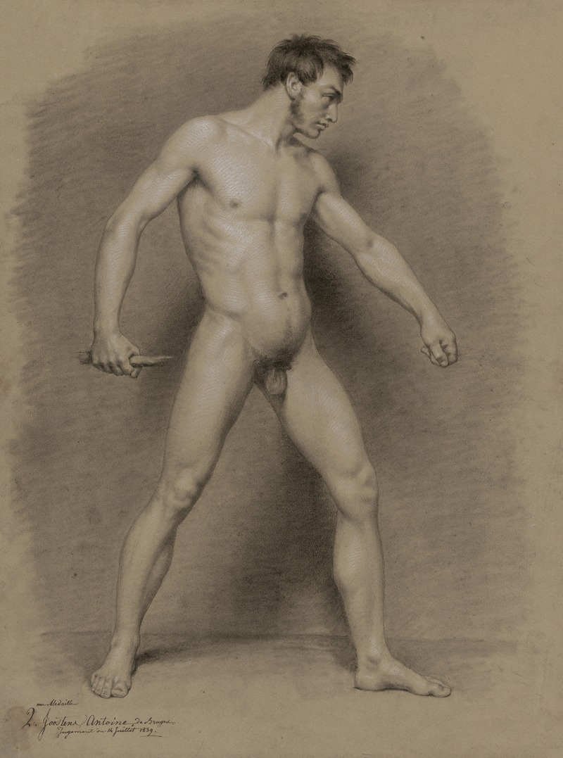 Standing male nude by Antoon Joostens, 1839 — digital art print download