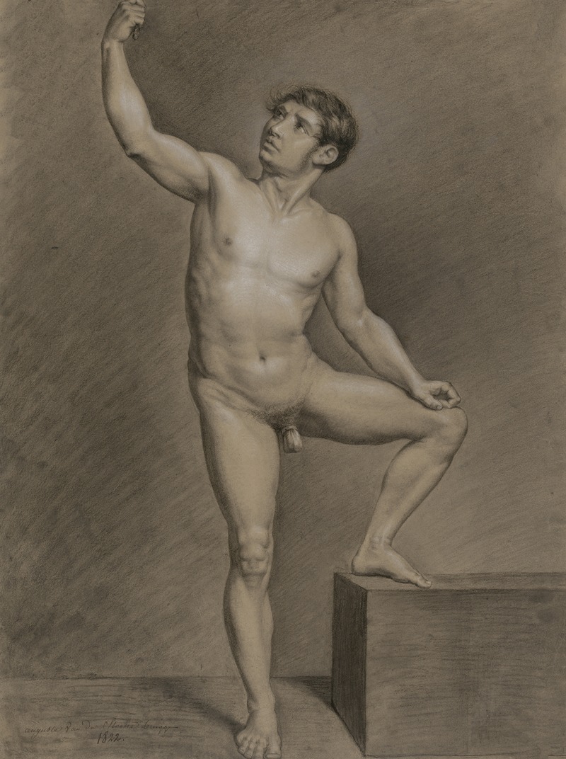 Standing male nude by Auguste Van de Steene, 1822 — digital art print download