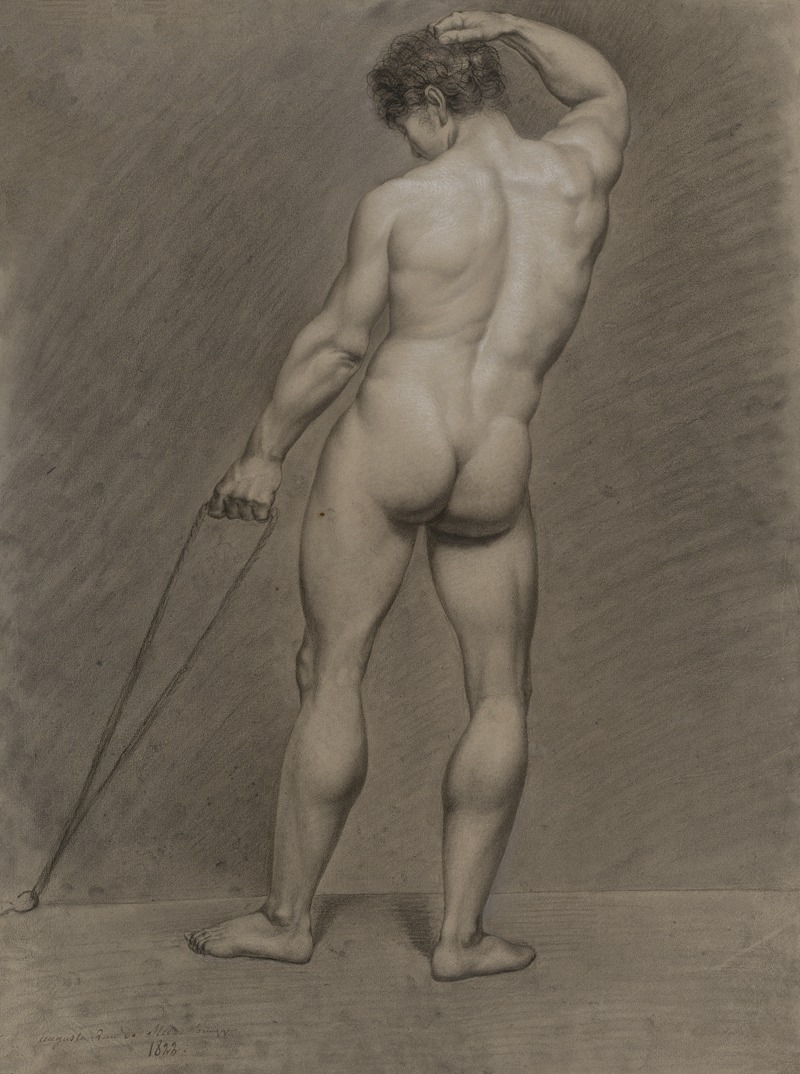 Standing male nude, seen from behind — Auguste Van de Steene