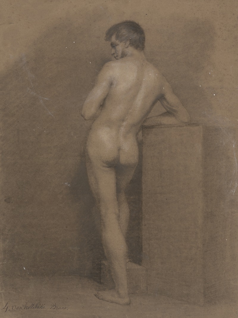 Standing male nude, seen from behind — Bruno Van Hollebeke