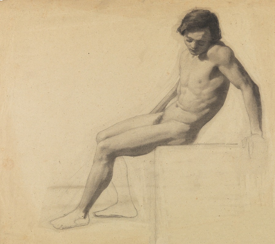 Seated male nude — Шарль Онгена