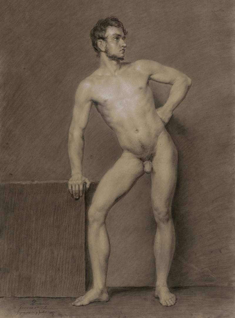 Standing male nude by Charles Recour, 1837 — digital art print download