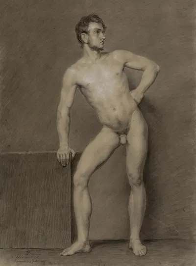 Standing male nude by Charles Recour, 1837 — digital art print download