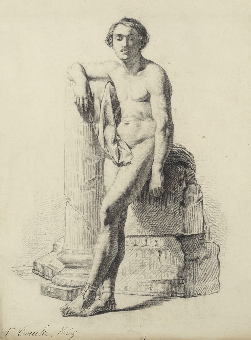 Standing male nude by Eloi Coucke, 1875 — digital art print download