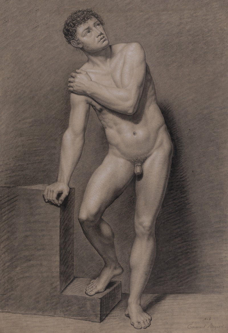 Standing male nude by Emmanuel Bogaert, 1806 — digital art print download