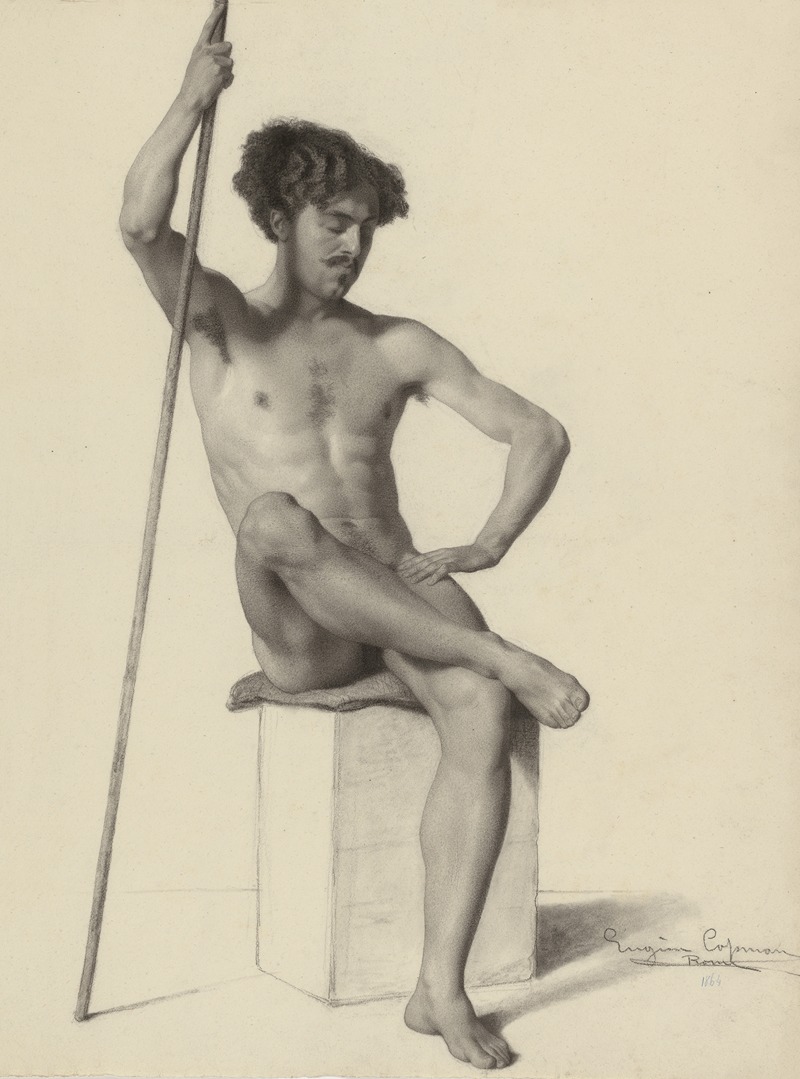 Seated male nude — Eugène Jean Copman