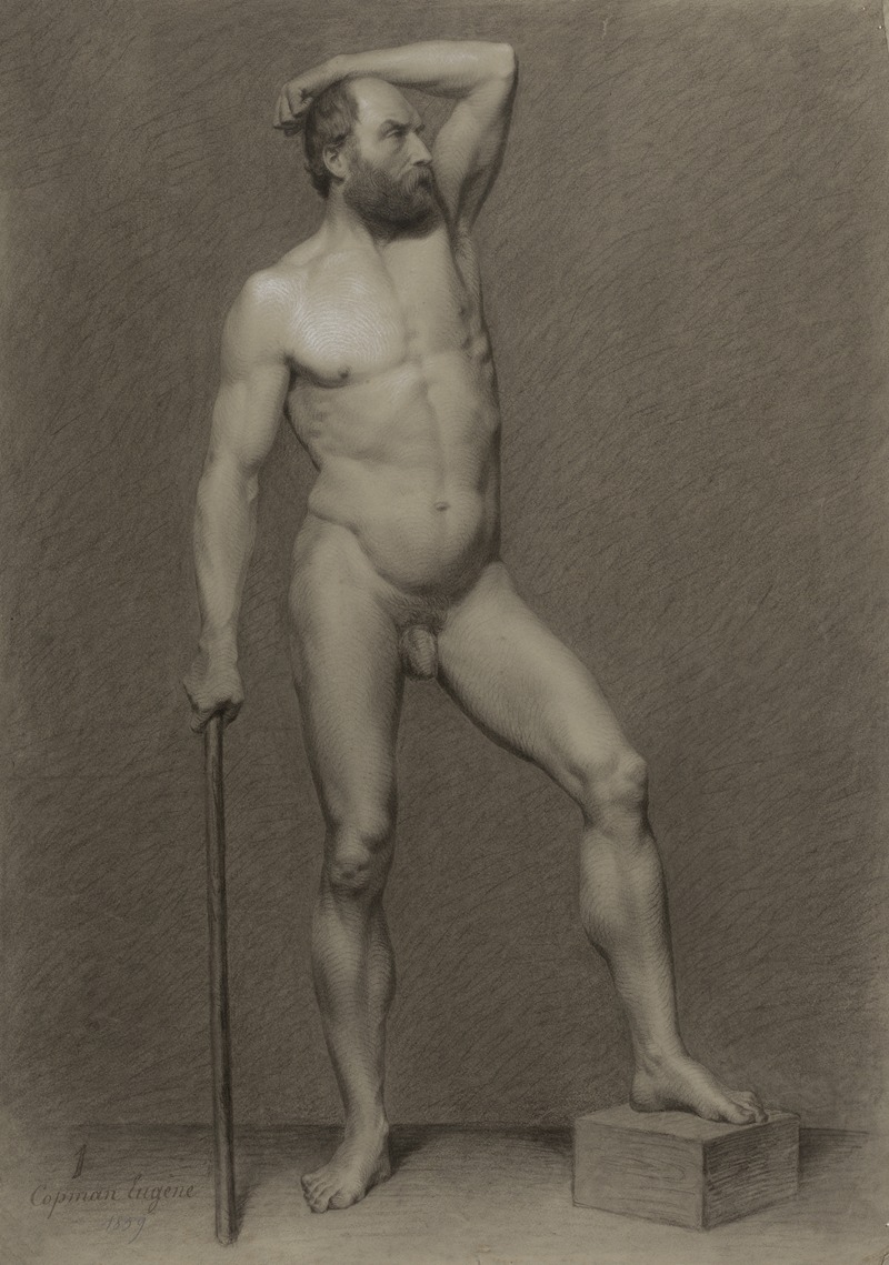 Standing male nude by Eugène Jean Copman, 1859 — digital art print download