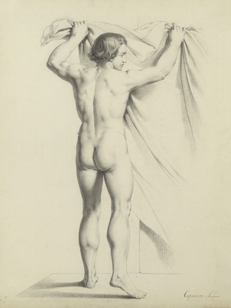 Standing male nude, seen from behind — Eugène Jean Copman