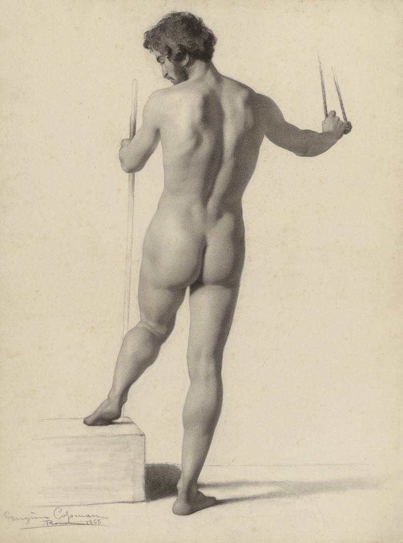 Standing male nude, seen from behind — Eugène Jean Copman