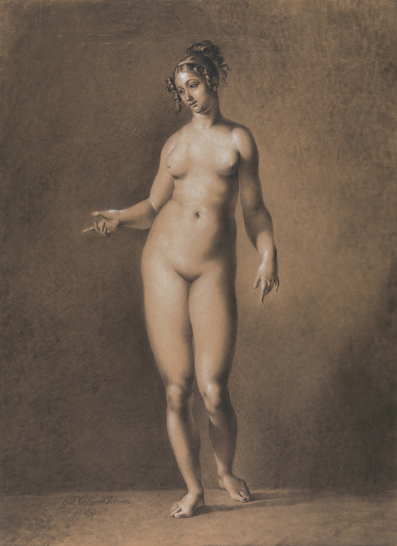 Standing female nude by Южен Жозеф Вербокховен — digital art print download