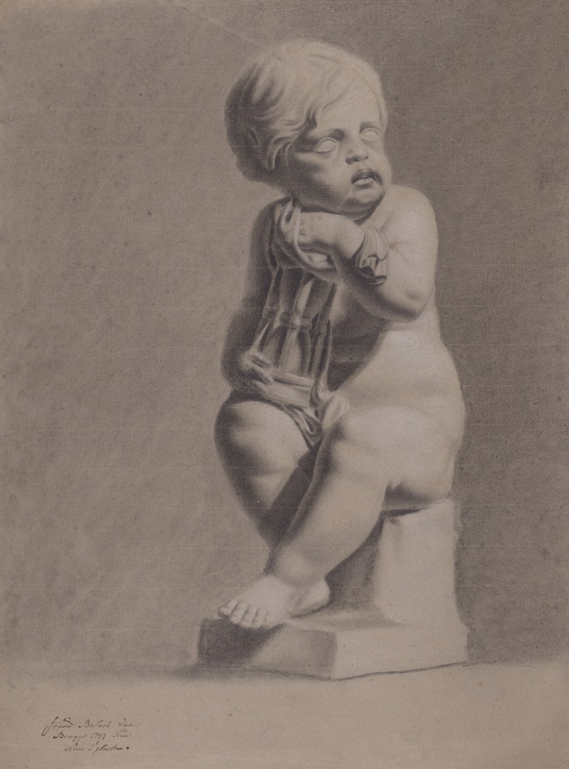 Seated child with hourglass by François Bulaert, 1797 — digital art print download