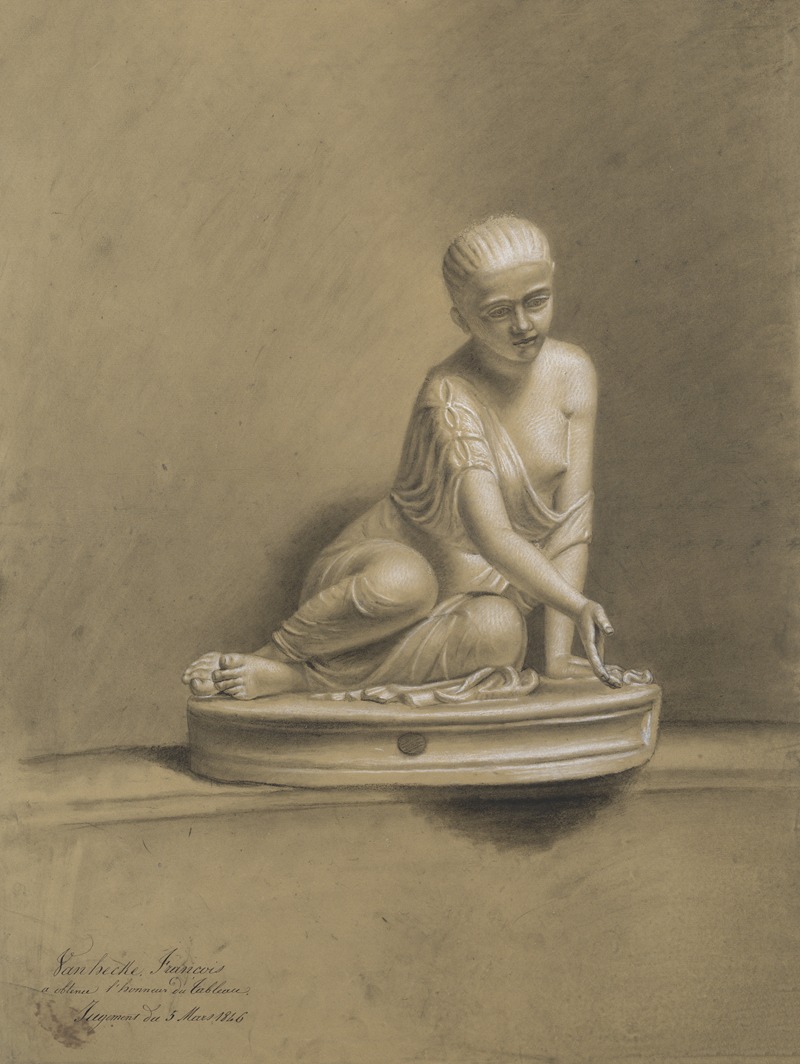 Girl playing knucklebones by François Van Hecke, 1846 — digital art print download