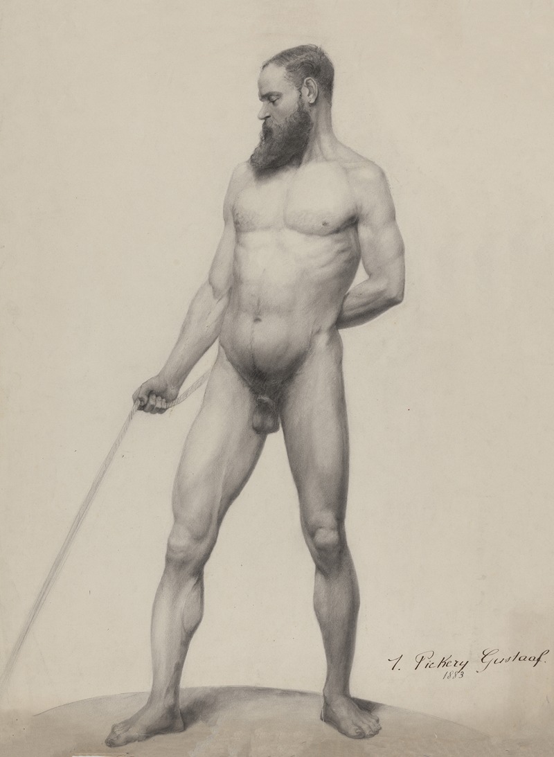 Standing male nude by Gustaaf Pickery, 1883 — digital art print download