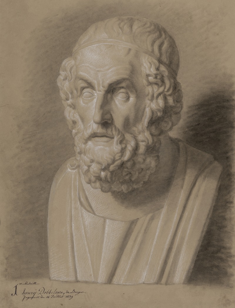 Bust of Homer by Henri Dobbelaere, 1839 — digital art print download