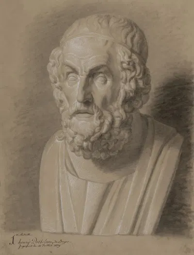 Bust of Homer by Henri Dobbelaere, 1839 — digital art print download