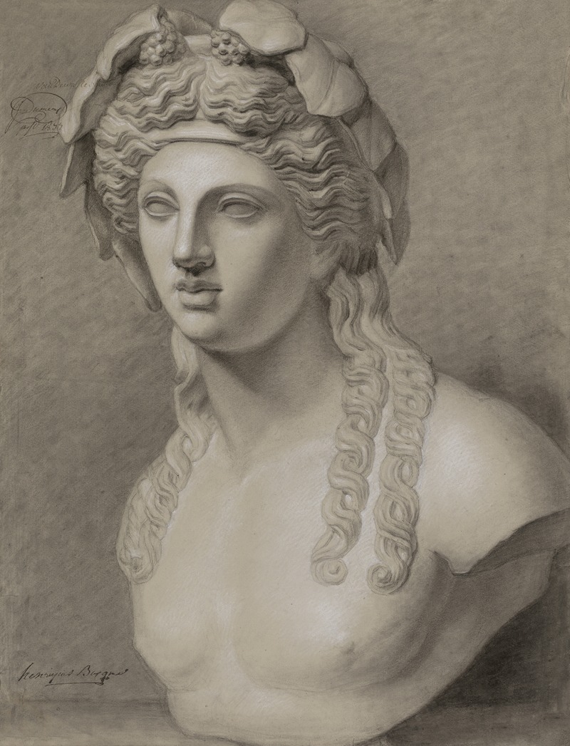 Bust of Dionysus by Henry Jean Becquet, 1833 — digital art print download