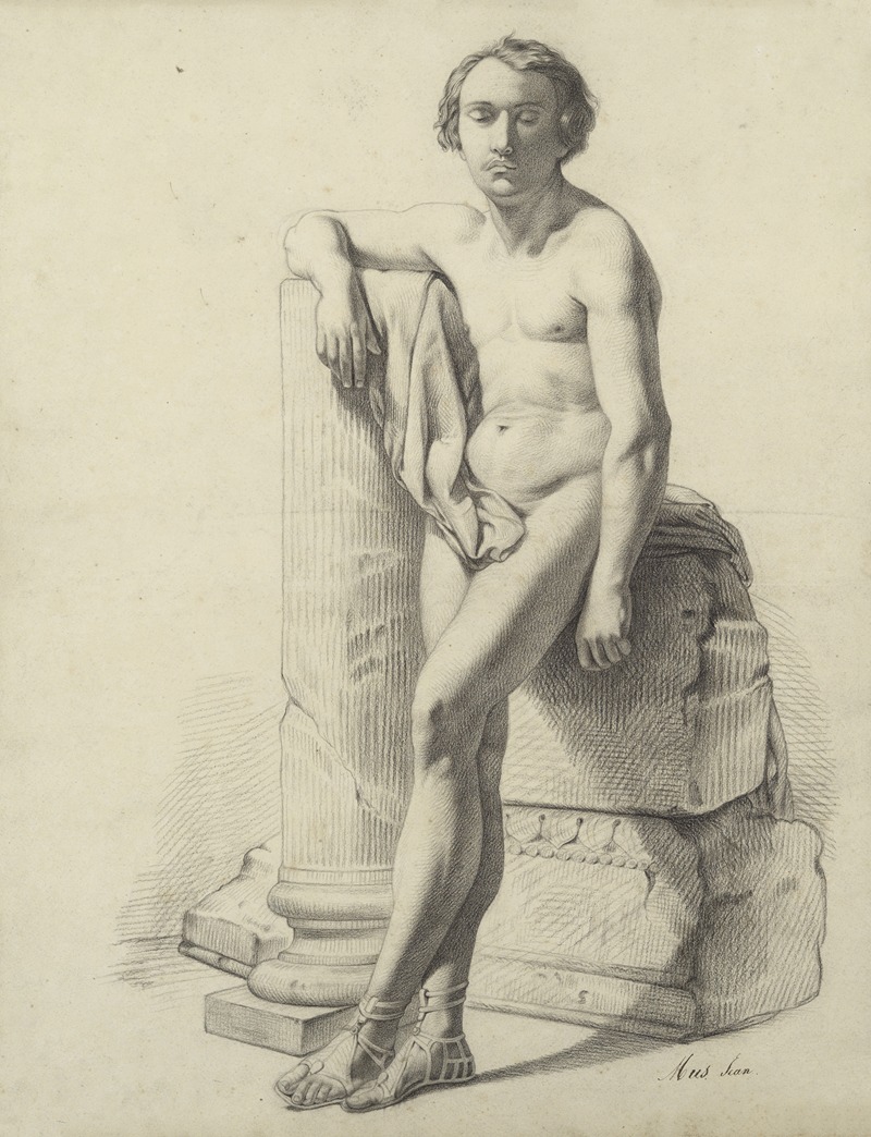 Standing male nude by Jean Noos, 1852 — digital art print download