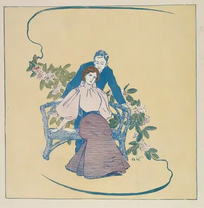 Пара, окруженная цветами by Чарльз Райт, 1895 - 1896 — digital art print download