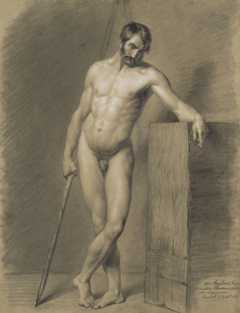 Standing male nude by Joseph van Buylaere, 1843 — digital art print download
