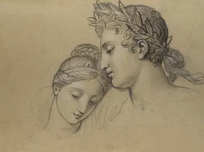 Study of Heads for Study for 'Castor and Pollux Freeing Helen' by Joseph-Ferdinand Lancrenon, 1817 — digital art print…