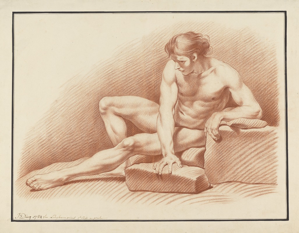 Seated male nude — Иосиф Франсуа Дюк