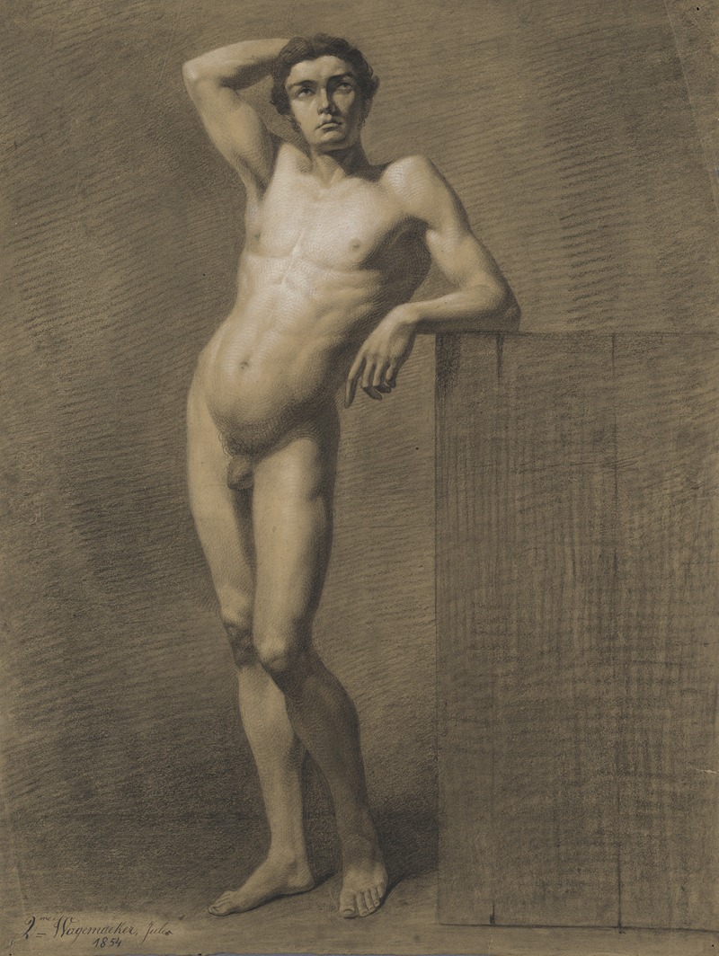 Standing male nude by Jules Wagemaeker, 1854 — digital art print download