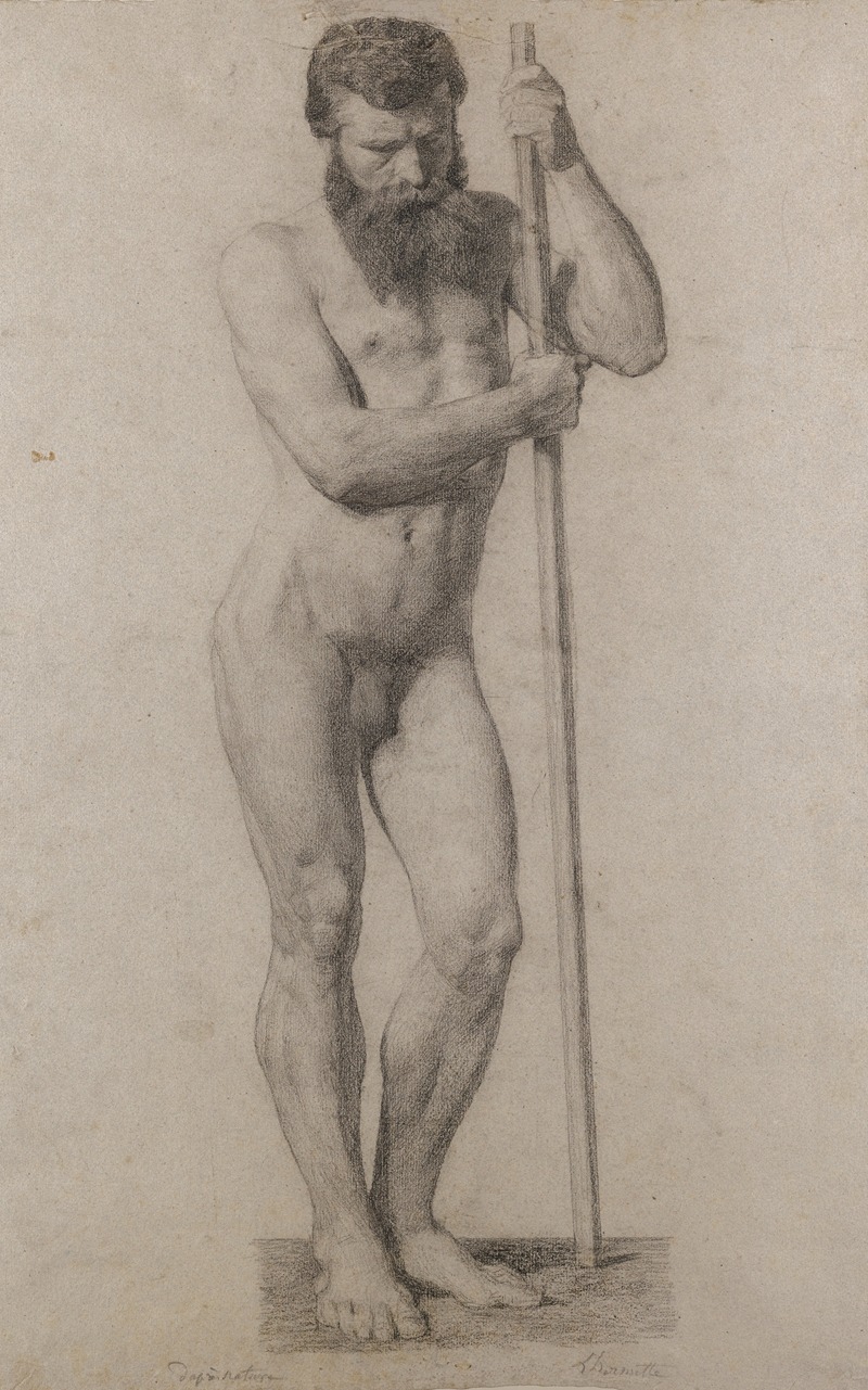 Standing Male Nude by Леон Огюст Лермиц, c. 1864 — digital art print download