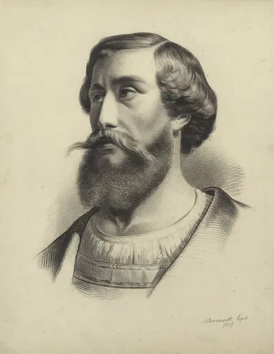Bust of a bearded man by Leopold Devriendt, 1851 — digital art print download