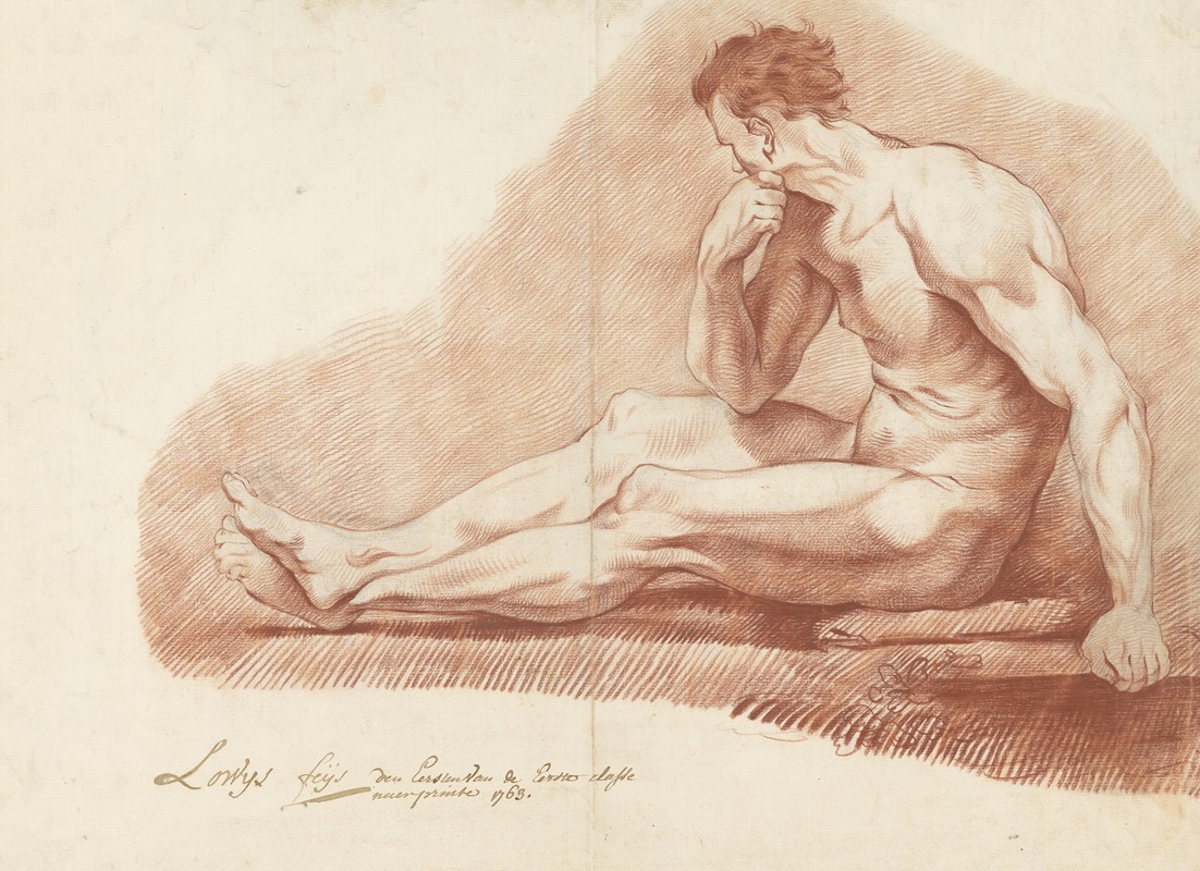 Seated male nude — Lodewijk Joannes jr. Feys