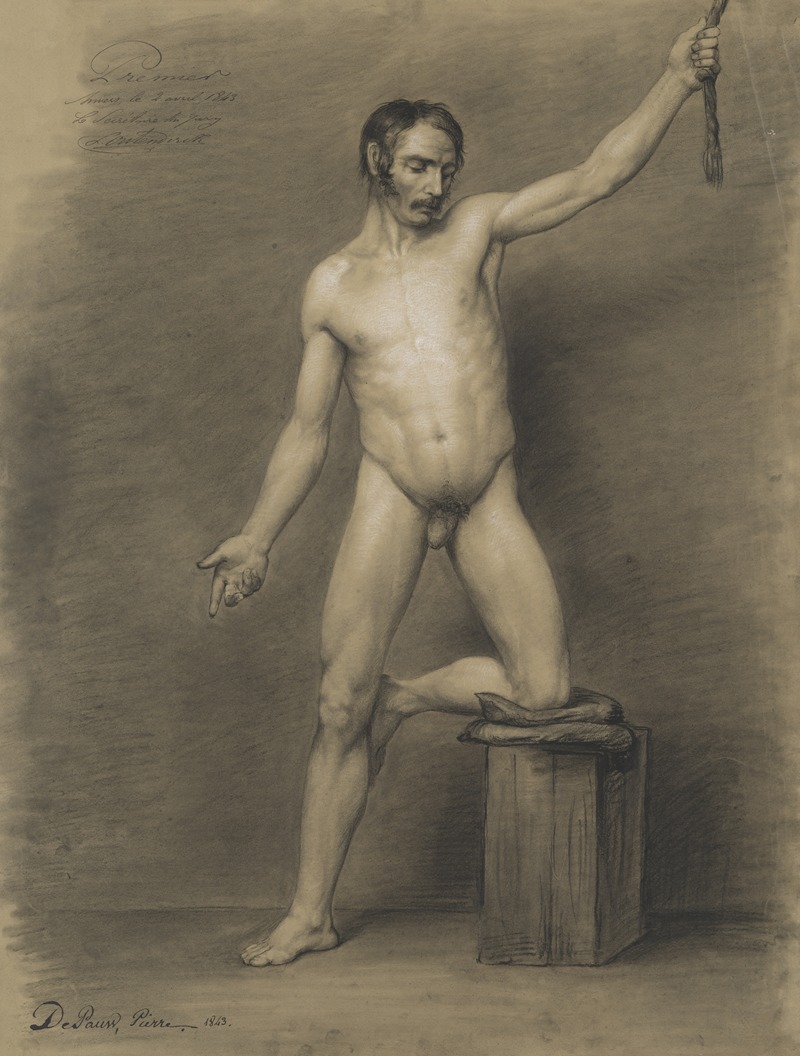 Standing male nude by Pierre de Pauw, 1843 — digital art print download