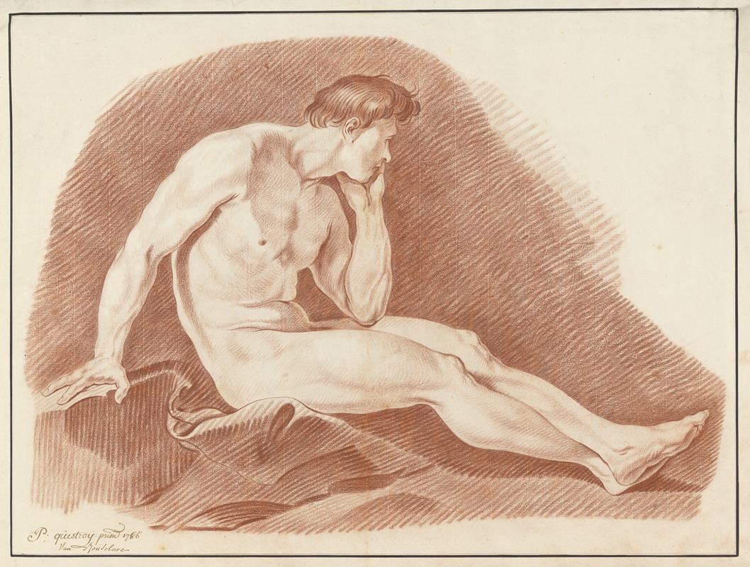 Seated male nude — Pieter Jacob Questroy