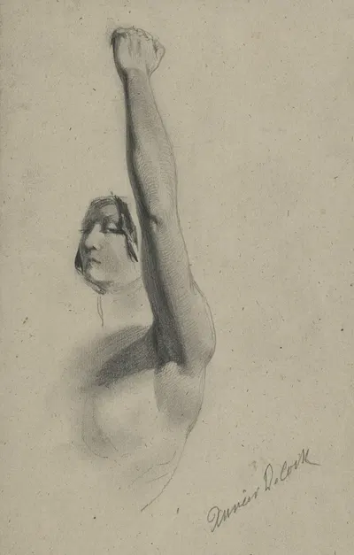 Academic female nude with raised arm by Ксавье де Кок — digital art print download