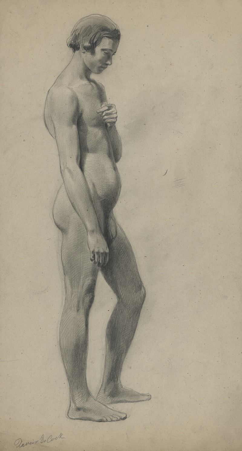 Academic nude of a standing man — Xavier de Cock