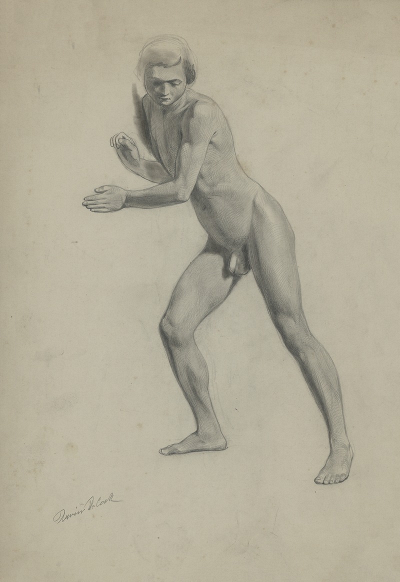 Academic nude of a standing man — Xavier de Cock