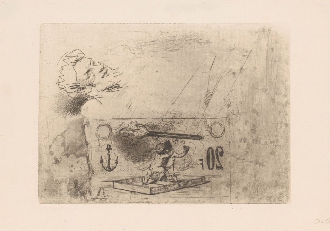 Study sheet including putti, a torch, anchor and head by Adrien de Witte — digital art print download