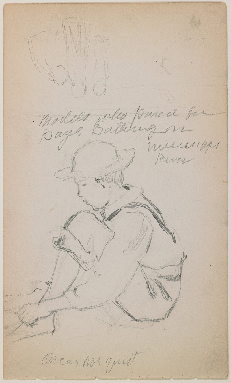 Study for Boys Bathing and Study of a Horse — Alexander Grinager