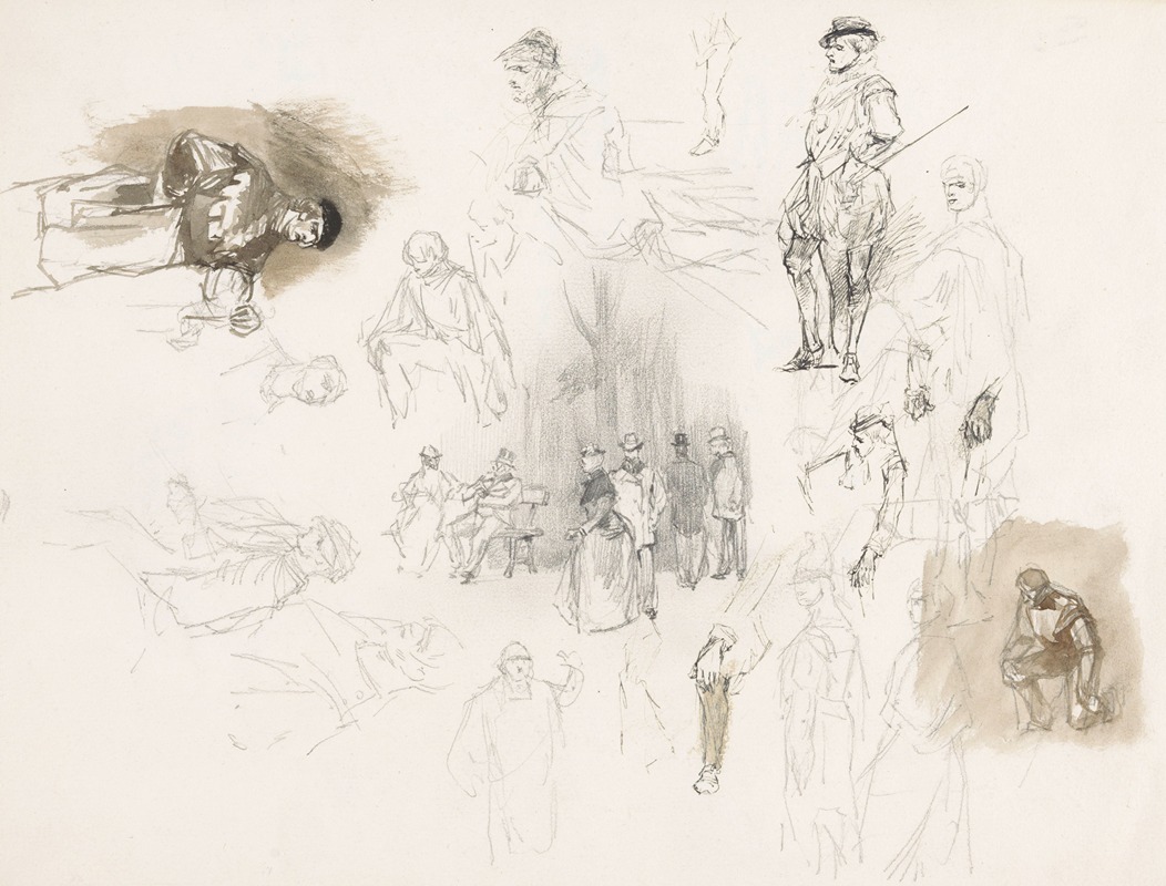 Figure studies and walkers in a park — Alexander Schaepkens