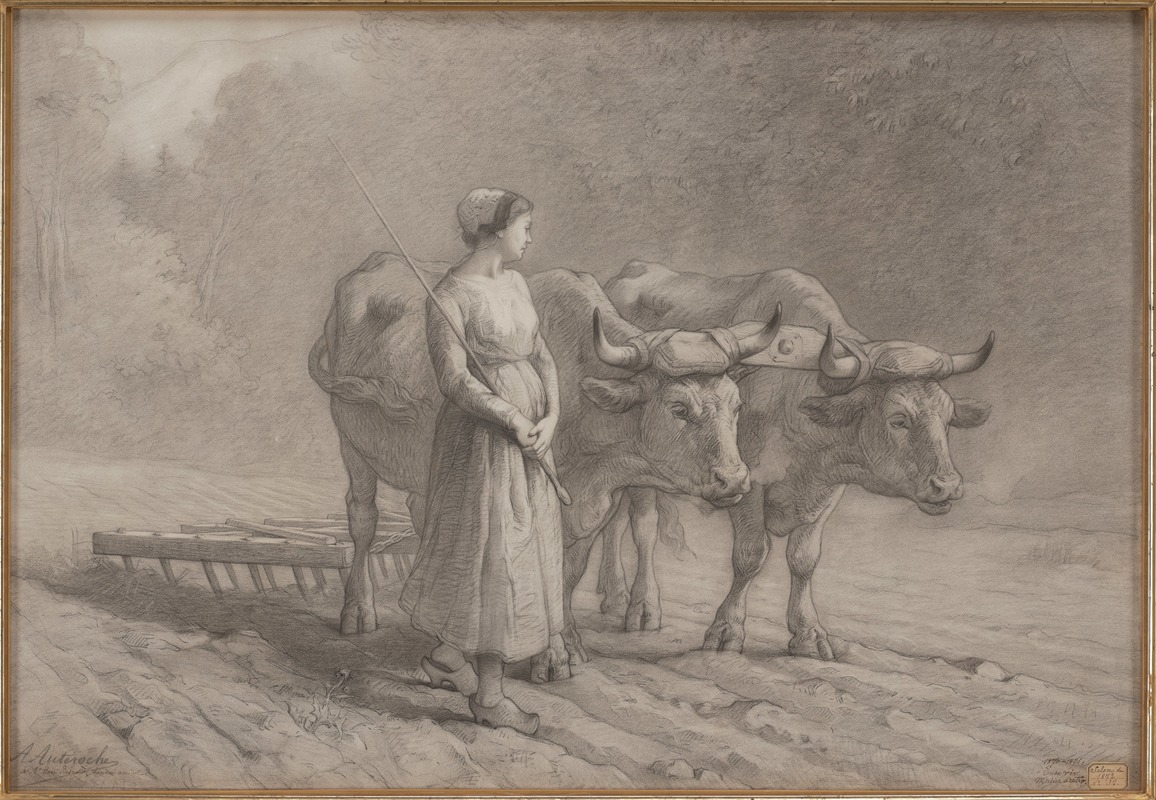 The Harrower (La herseuse) by Alfred Eloi Auteroche, 1872 — digital art print download