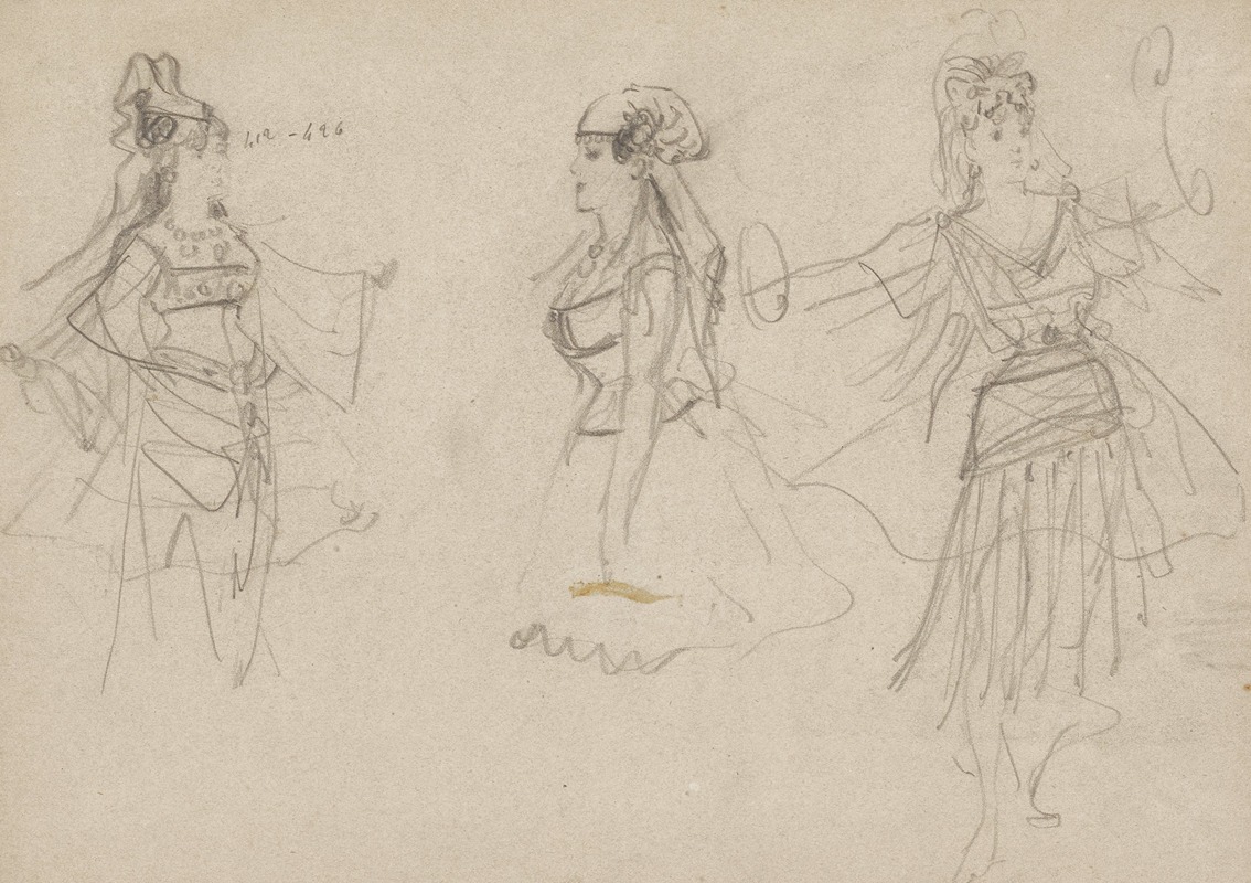 Study with Three Figures by Alfred Grévin — digital art print download